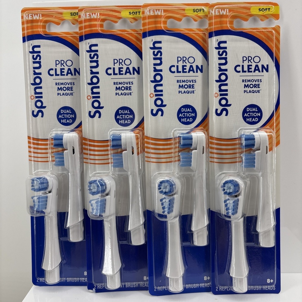 Spinbrush Pro Clean Replacement Brush Heads Lot of 4 Packs 8 Heads New Sealed